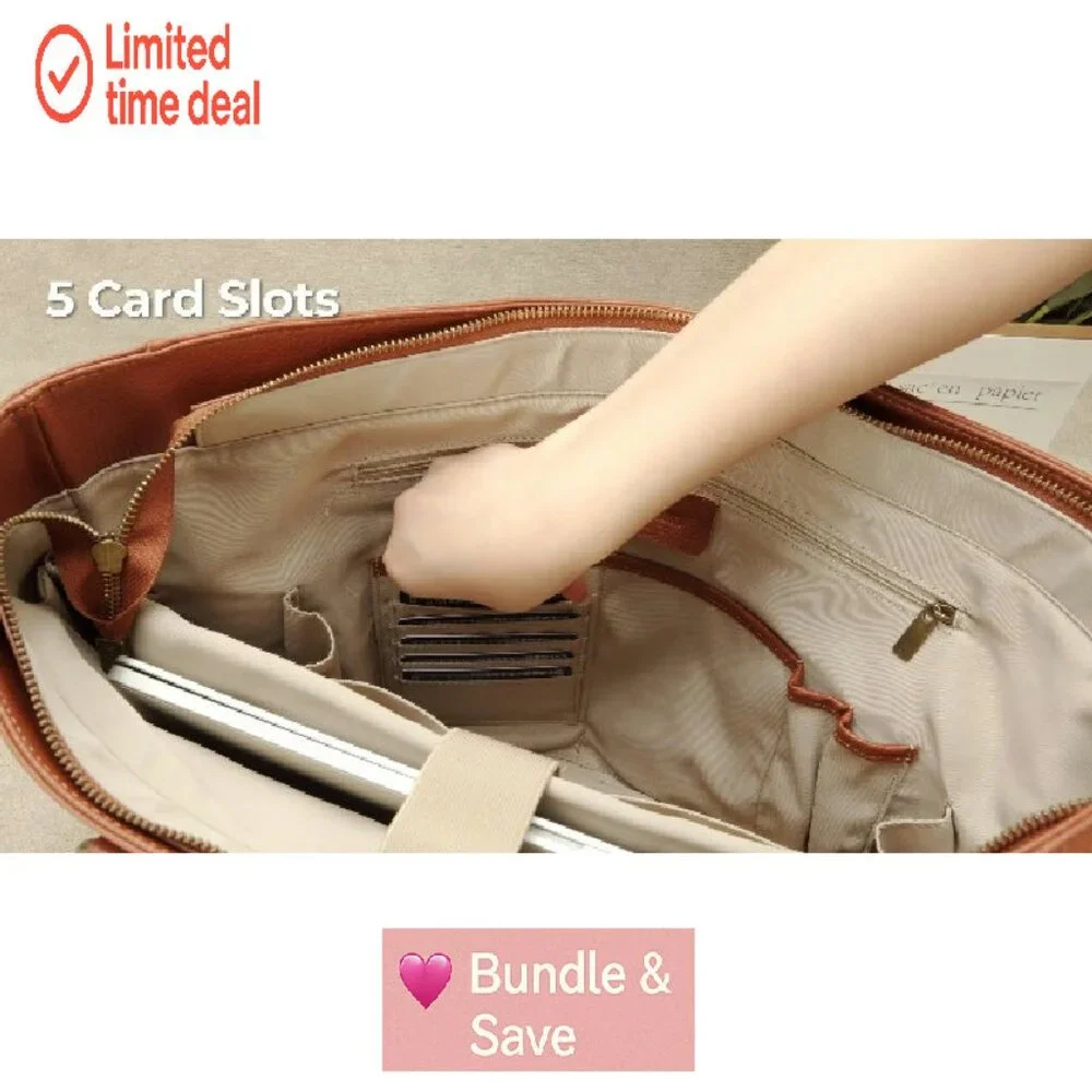Genuine Leather Tote Bag with 15.6